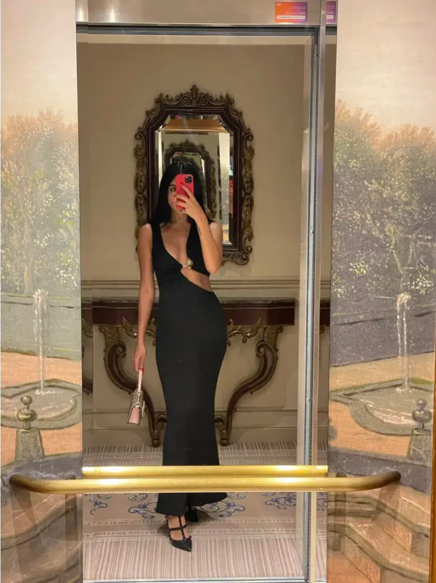 Christopher Esber Serpentine Crystal Stoned Tank Dress Black Size AU 6 for rent on The Volte - main image