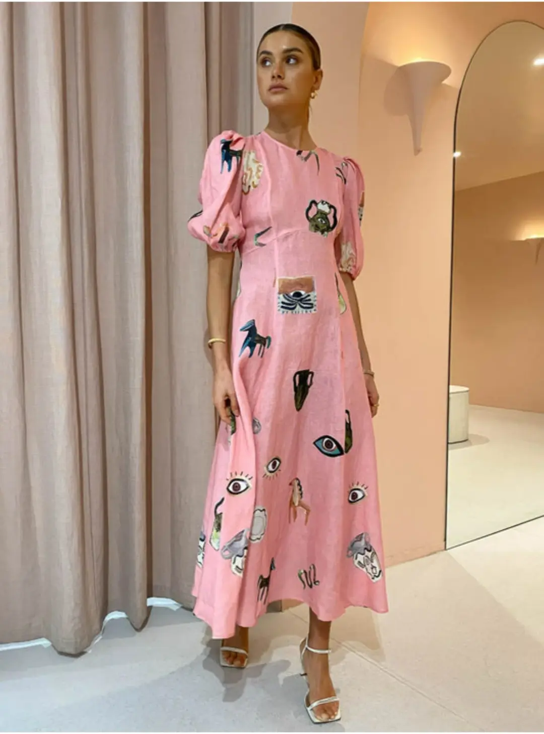Alemais Cleo Midi Dress in Pink Size AU 12 for rent on The Volte - main image