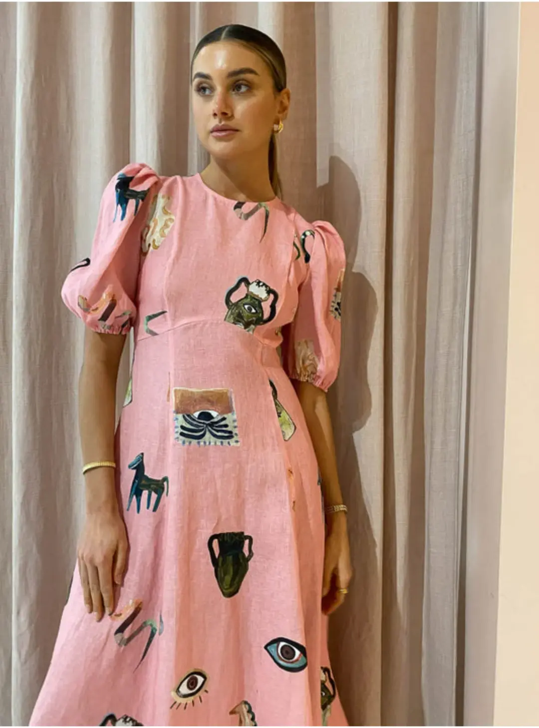 Alemais Cleo Midi Dress in Pink Size AU 12 for rent on The Volte - main image