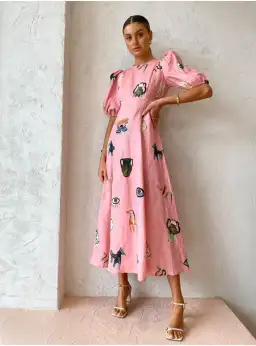 Alemais Cleo Midi Dress in Pink Size AU 12 for rent on The Volte - image 1