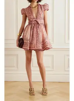 Zimmermann Matchmaker Structured Mini Dress in Pink Bandana Size 1 / AU 10