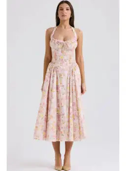 House Of CB Adabella Halter Midi Sundress Meadow Print Size M / 10