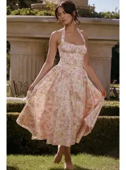 House Of CB Adabella Halter Midi Sundress Meadow Print Size XS / 6 for rent on The Volte - image 6