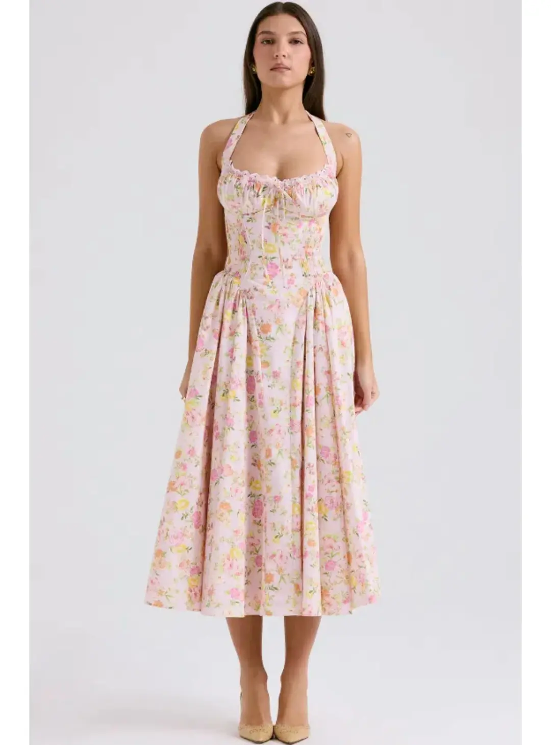 House Of CB Adabella Halter Midi Sundress Meadow Print Size XS / 6 for rent on The Volte - main image