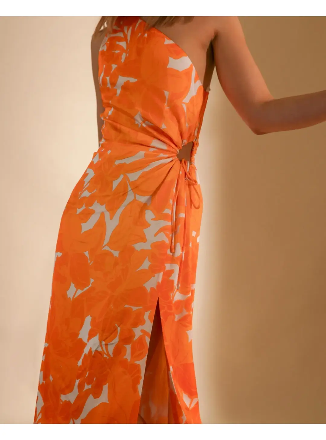 Lover Marigold One Shoulder Midi Dress Print Size AU 8 for rent on The Volte - main image