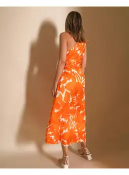 Lover Marigold One Shoulder Midi Dress Print Size AU 8 for rent on The Volte - image 3