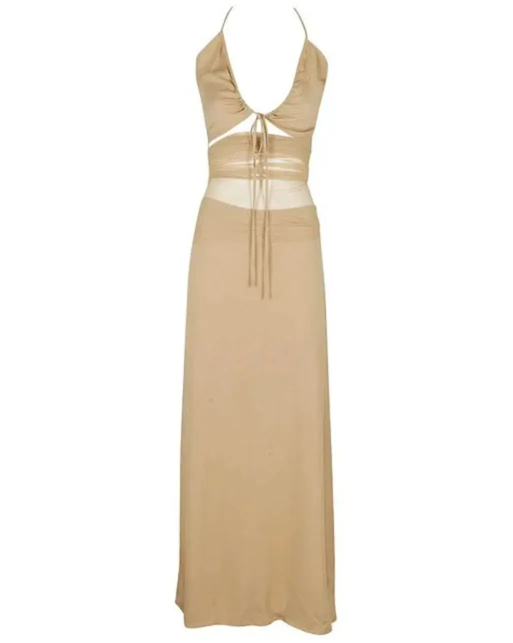Christopher Esber Tulle Panel Back Halter Dress Tannin Size 10 AU for rent on The Volte - main image