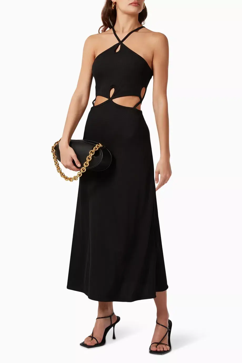 Christopher Esber Looped Cutaway Sleeveless Dress Black Size 12 AU for rent on The Volte - main image