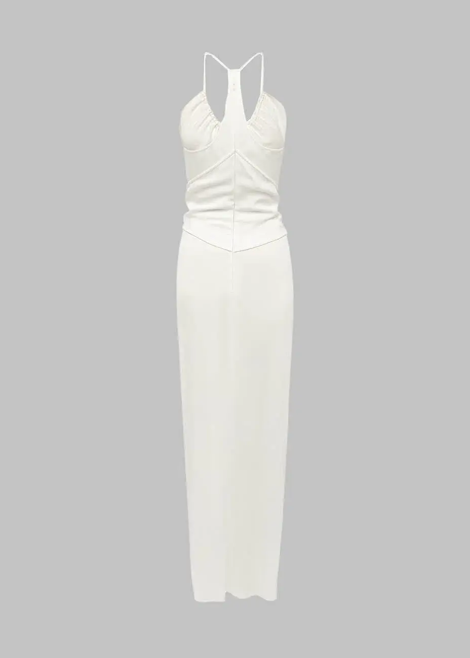 Christopher Esber Multi Panel Disconnect Ruched Halter Dress White Size 12 AU for rent on The Volte - main image
