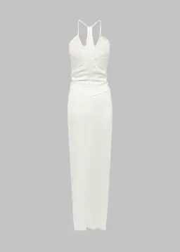 Christopher Esber Multi Panel Disconnect Ruched Halter Dress White Size 12 AU for rent on The Volte - image 3