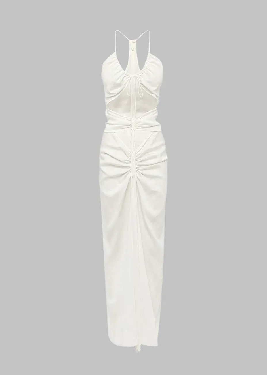 Christopher Esber Multi Panel Disconnect Ruched Halter Dress White Size 12 AU for rent on The Volte - main image