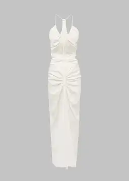 Christopher Esber Multi Panel Disconnect Ruched Halter Dress White Size 12 AU for rent on The Volte - image 2
