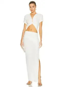 Christopher Esber Twisted Draped Tee Dress White Size 10 AU for rent on The Volte - image 1