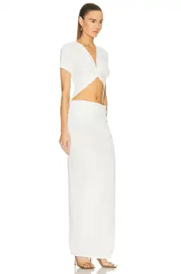 Christopher Esber Twisted Draped Tee Dress White Size 10 AU for rent on The Volte - image 2