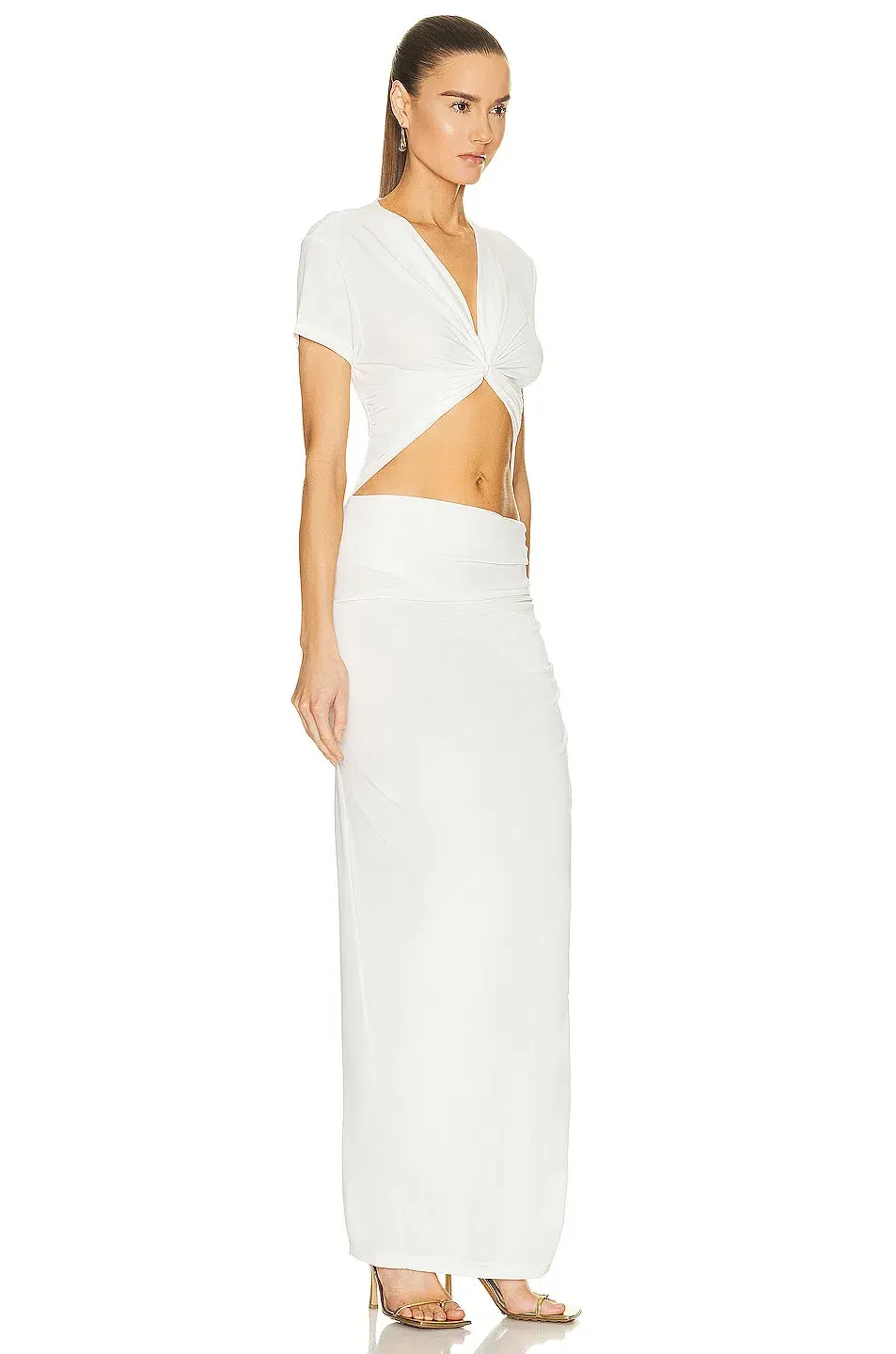Christopher Esber Twisted Draped Tee Dress White Size 12 AU for rent on The Volte - main image