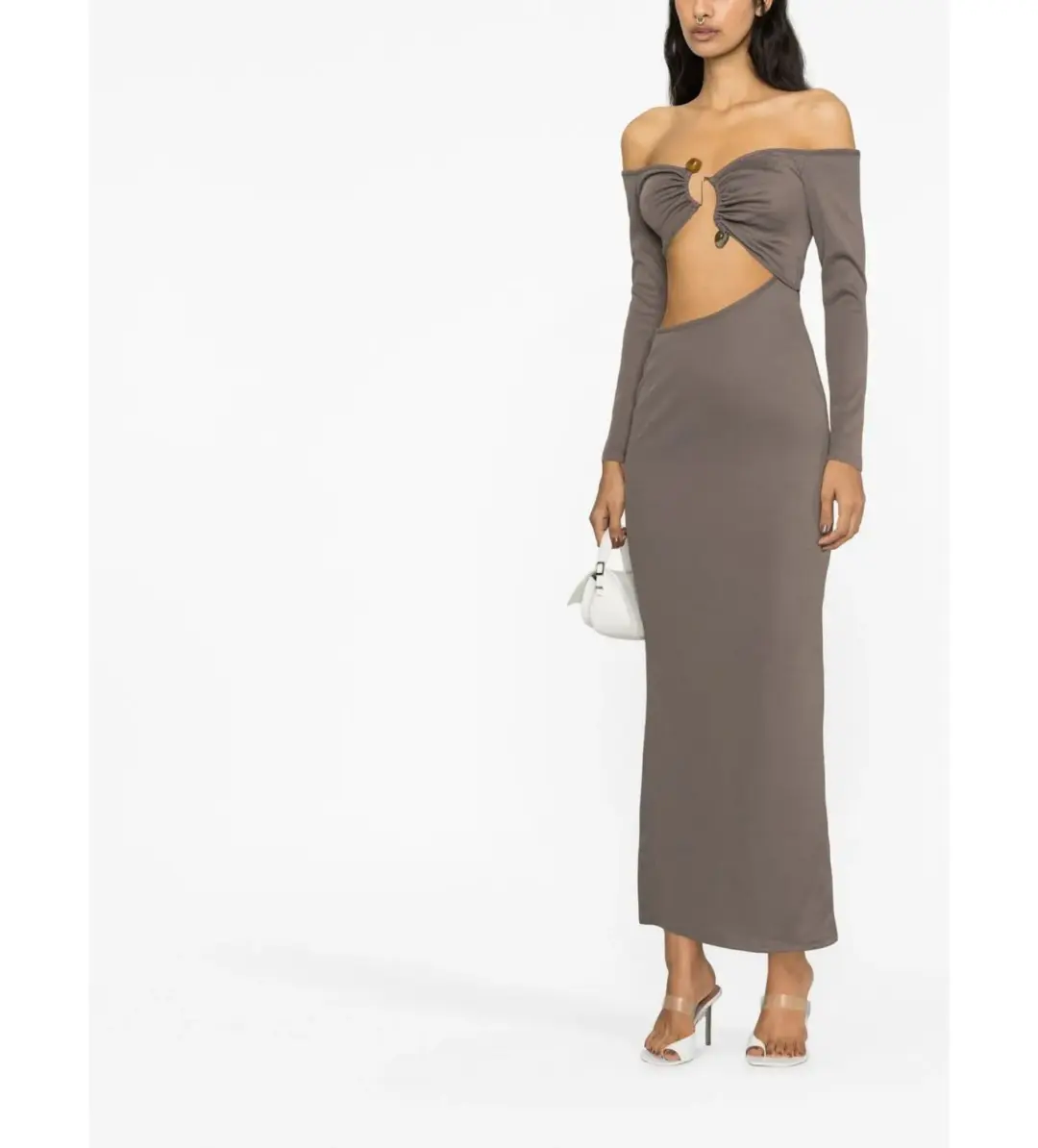 Christopher Esber Distort Quartz Shoulderless Dress Cinder Size 12 AU for rent on The Volte - main image