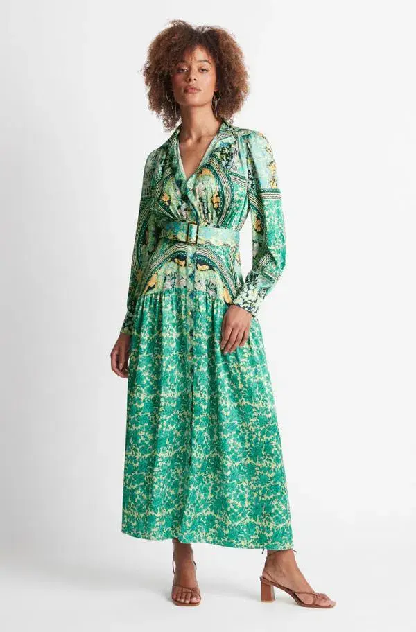 Sheike Georgia Shirt Dress Green Print Size 14 for rent on The Volte - main image
