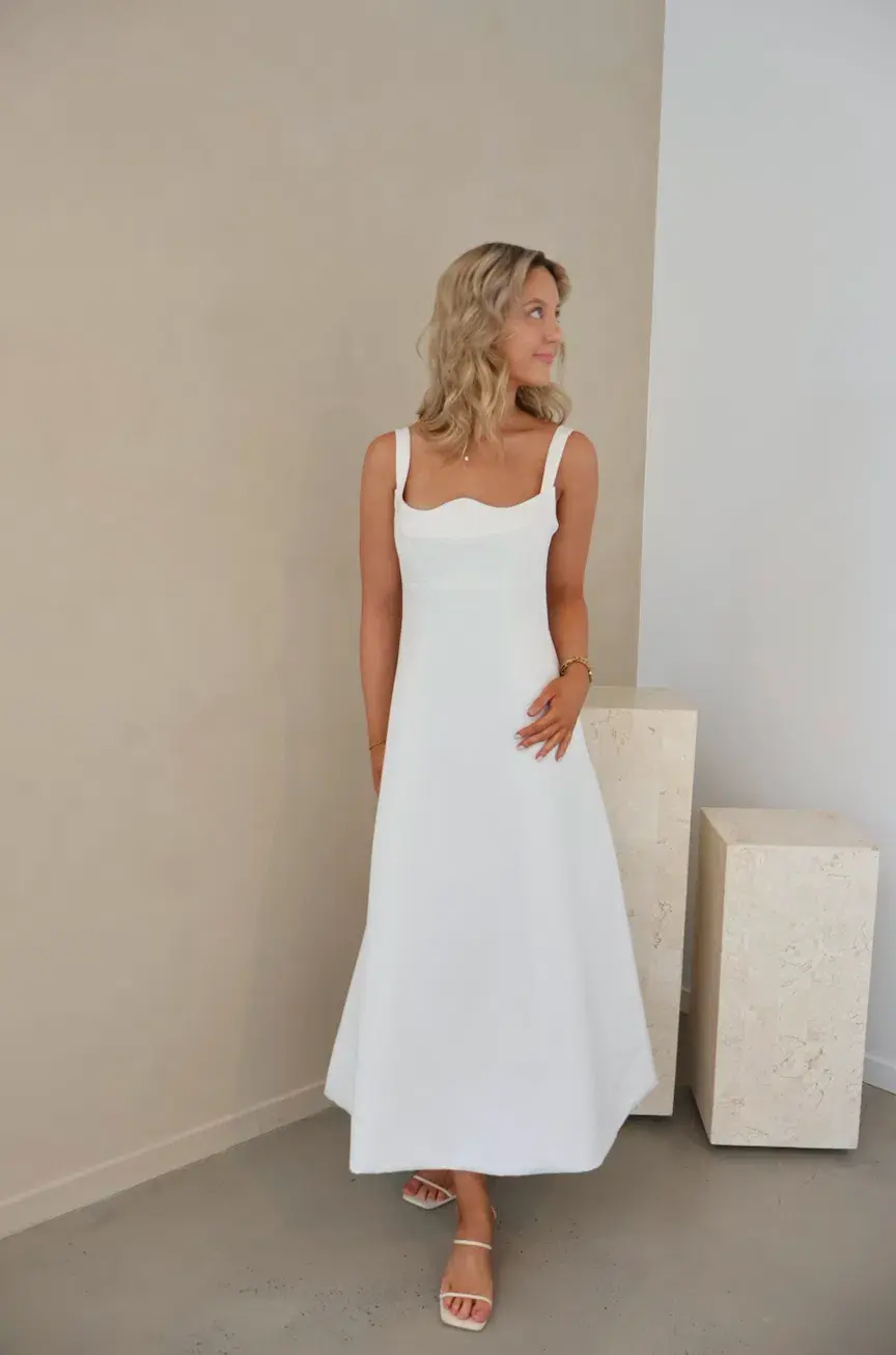 Leo Lin Odette Midi Dress Snow Size 8 for rent on The Volte - main image