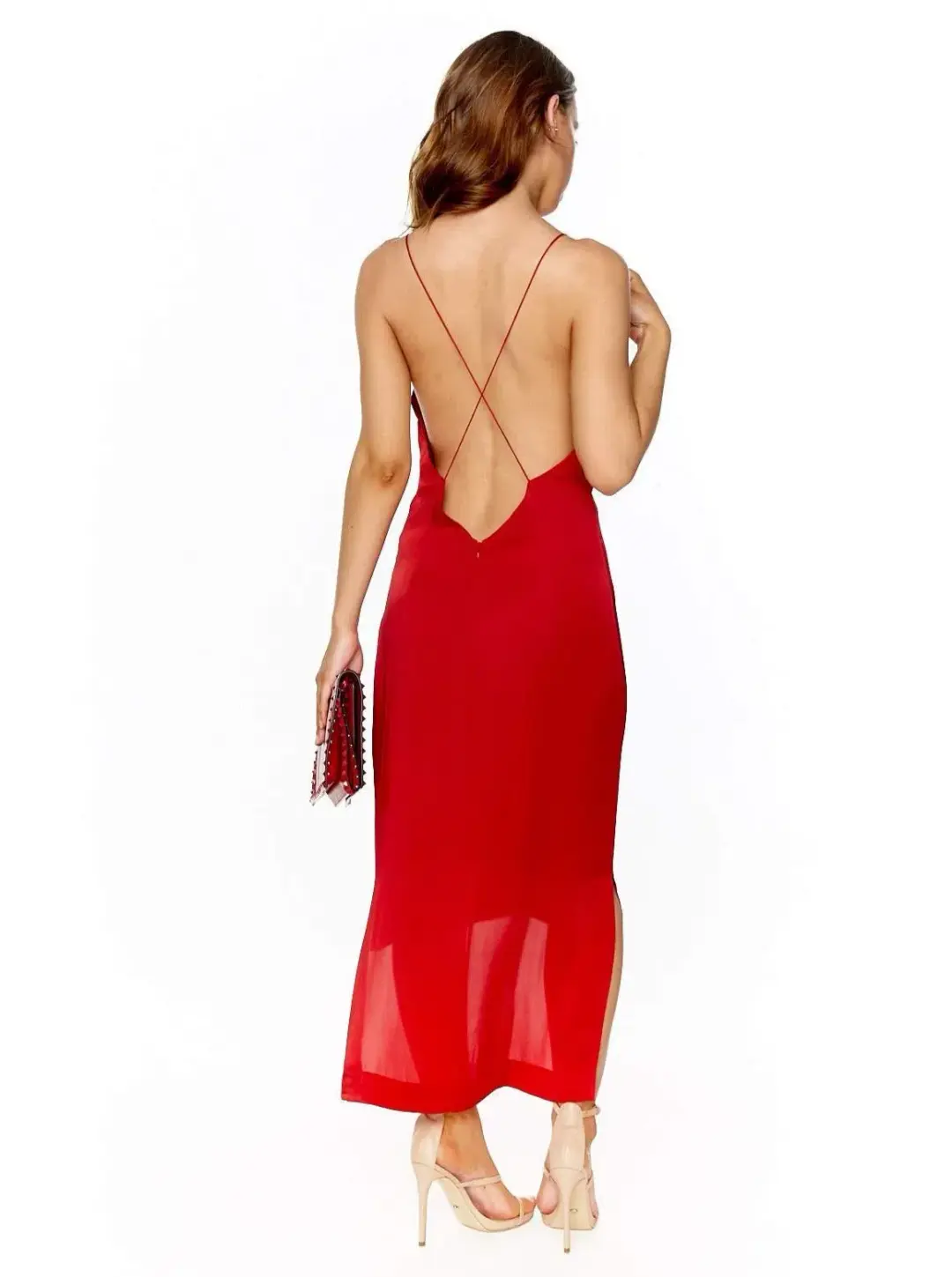 Dion Lee Fine Line Cami Slip Dress Red Size 8 for rent on The Volte - main image