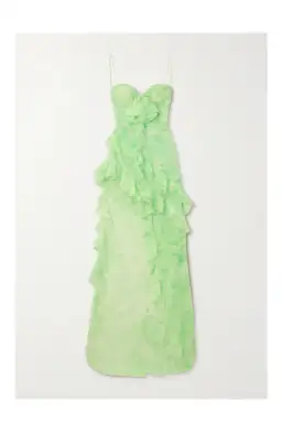 Alessandra Rich Asymmetric Embellished Tie-Dyed Silk-Georgette Gown Green Size 38/ AU 8 for rent on The Volte - image 2