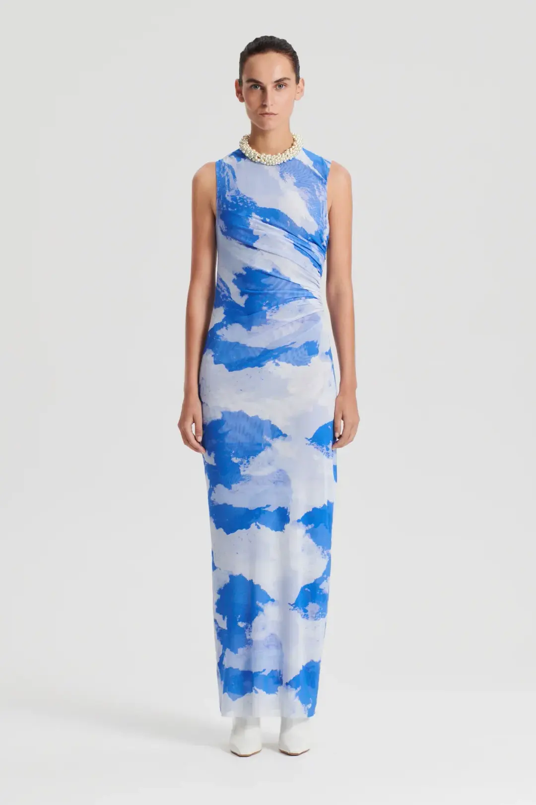 Scanlan Theodore Italian Cloud Print Dress in Blue Size 6 for rent on The Volte - main image