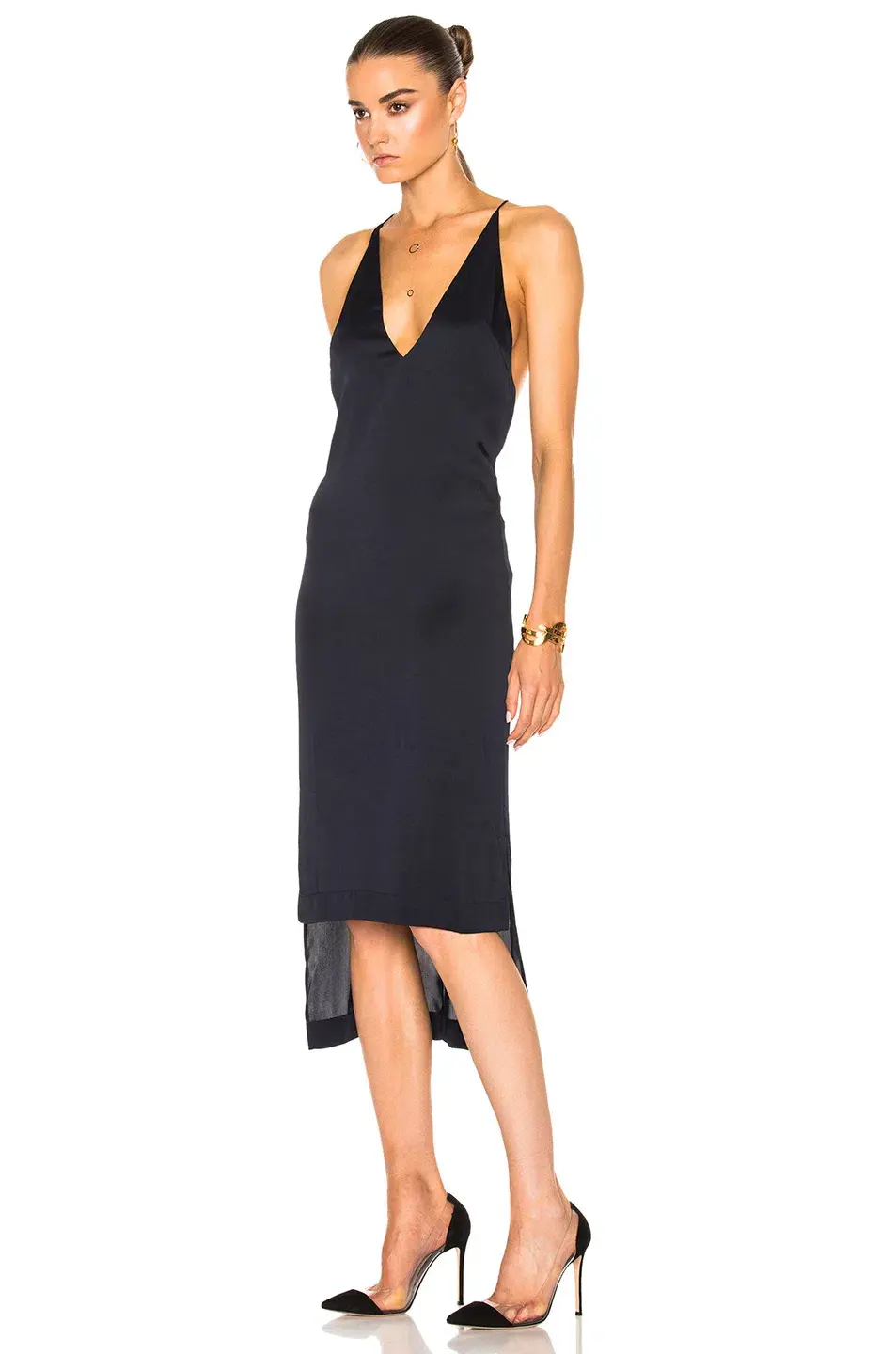 Dion Lee Fine Line Cami Slip Dress Black Size 10 for rent on The Volte - main image