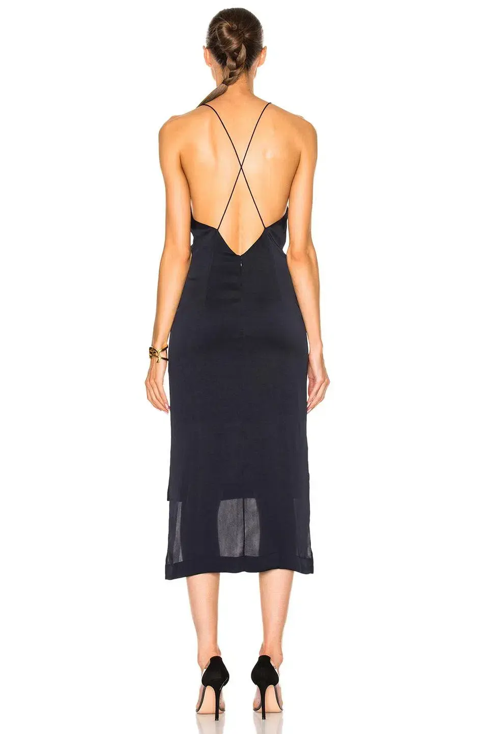 Dion Lee Fine Line Cami Slip Dress Black Size 10 for rent on The Volte - main image