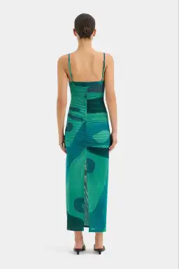 Sir the Label Frankie Gathered Midi Dress Emerald Reflection Size 8 for rent on The Volte - image 3