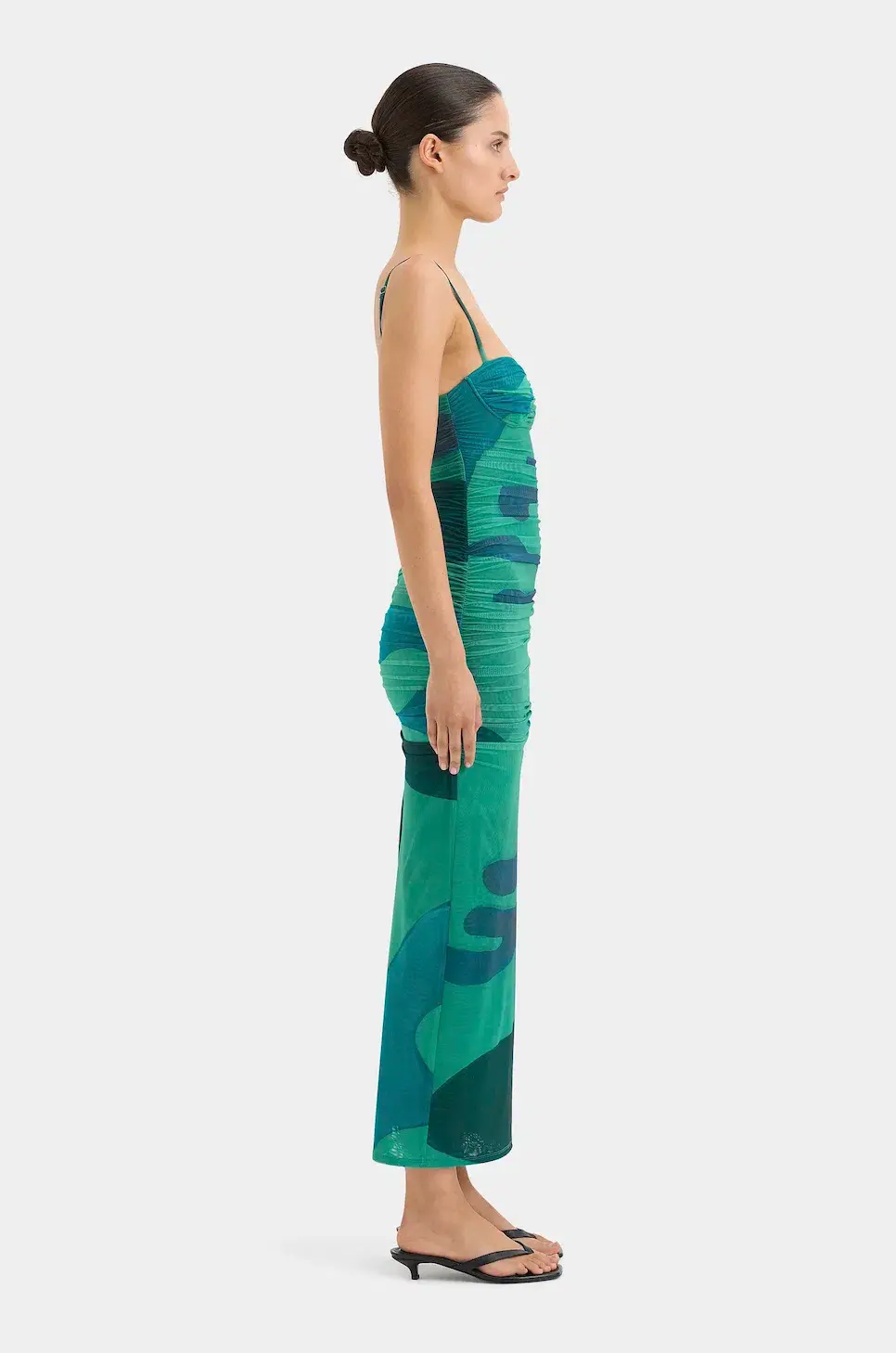 Sir the Label Frankie Gathered Midi Dress Emerald Reflection Size 8 for rent on The Volte - main image