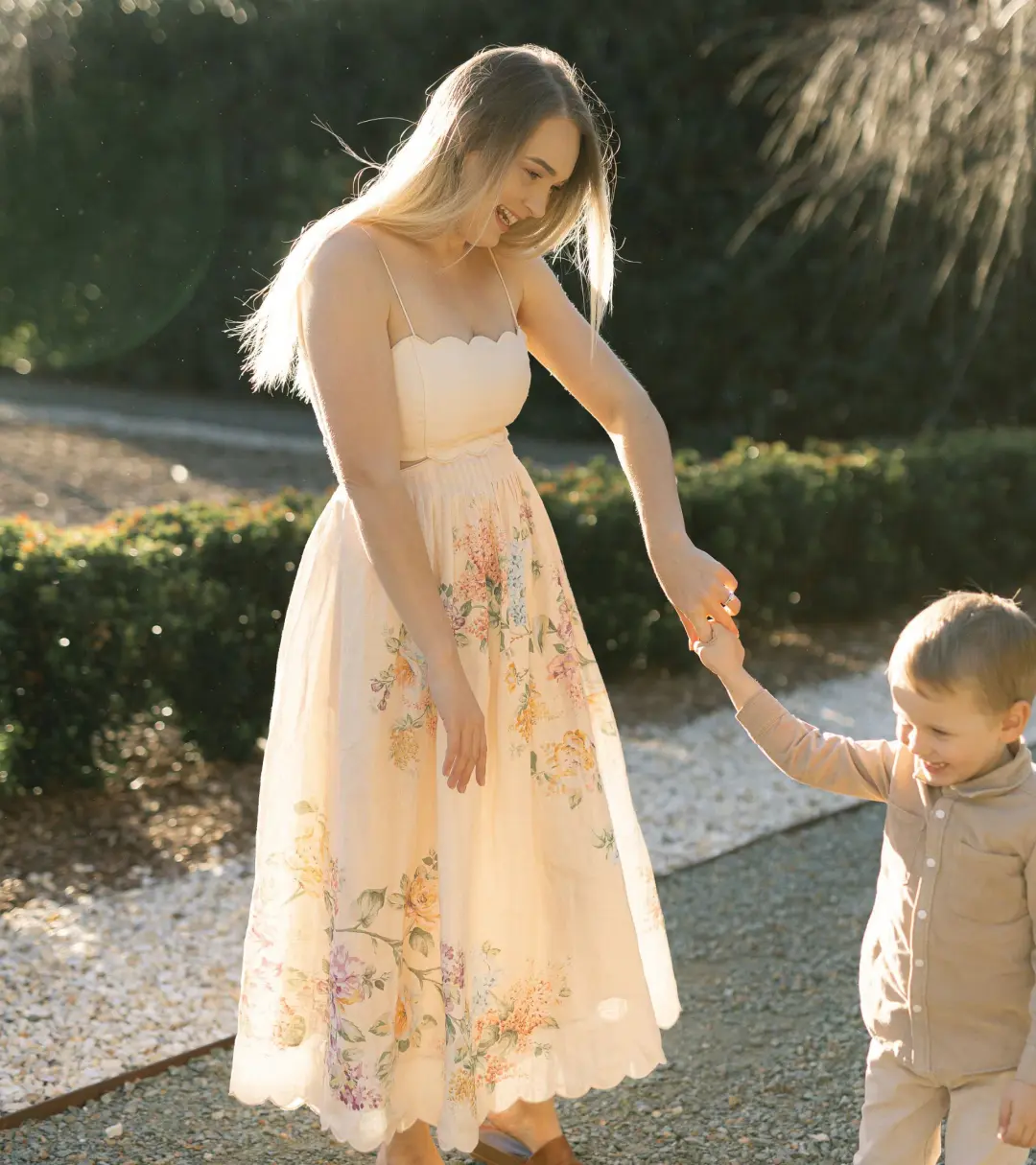 Zimmermann Halliday Scallop Midi Dress in Cream Watercolour Size 1 / AU 6-8 for rent on The Volte - main image