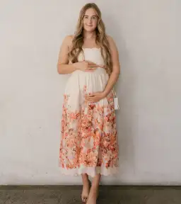 Zimmermann Devi Scallop Midi Dress in Cream Floral Size 3 / AU 10-12 for rent on The Volte - image 1