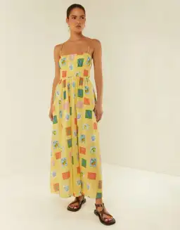 Palm Noosa West Dress Yellow Multi Size 12 for rent on The Volte - image 1