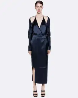 Dion Lee Silk Contour Tie Dress Navy Size 6 for rent on The Volte - image 1