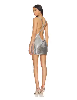 Michael Lo Sordo Cross Drape Chainmail Mini Dress Silver Size 10 for rent on The Volte - image 4