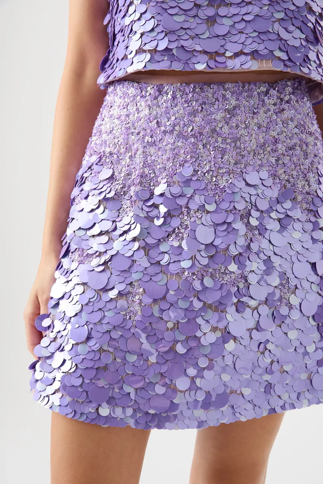 Aje Cherie Sequin Mini Skirt in Lilac Size 8 for rent on The Volte - main image