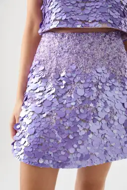 Aje Cherie Sequin Mini Skirt in Lilac Size 8 for rent on The Volte - image 2