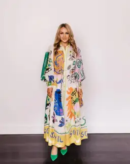 Alemais Soleil Patchwork Shirtdress In Ivory Size 8 for rent on The Volte - image 1