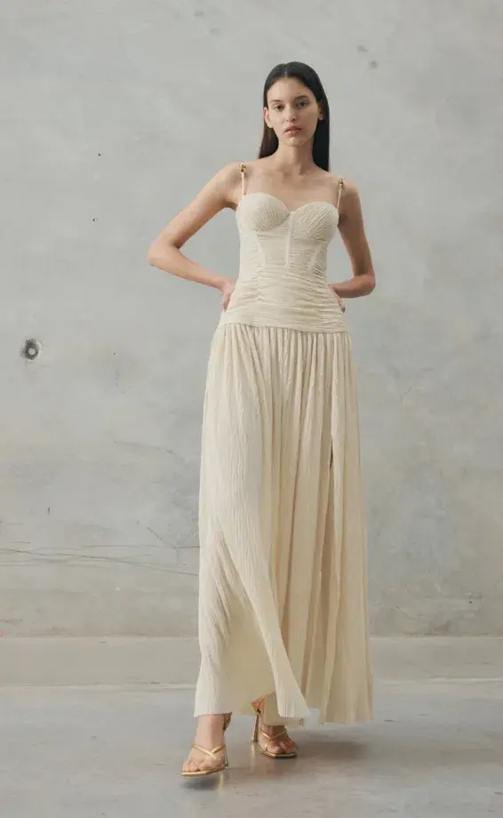 Manning Cartell Double Time Pleat Dress Nougat Size 8 - Image 1