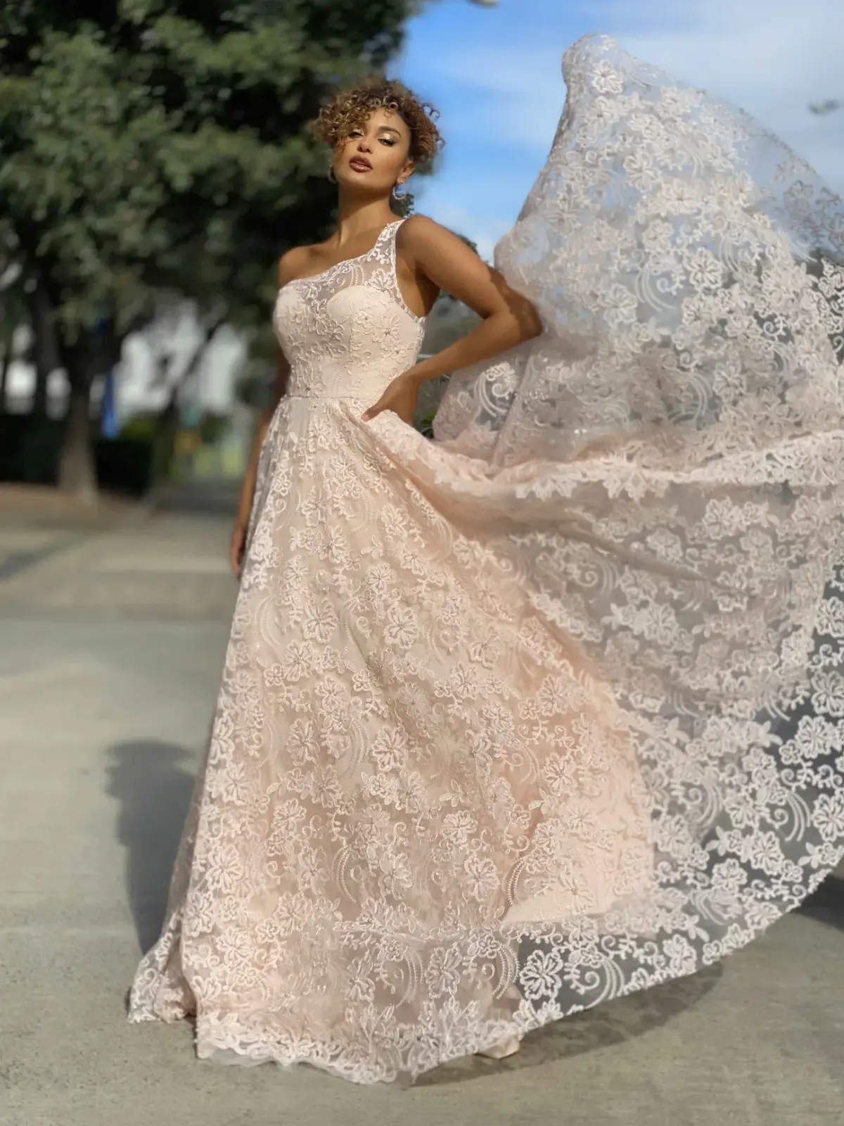 Jadore JX4008 Gown with Pearl Detail Blush Pink Size 14 - Image 1
