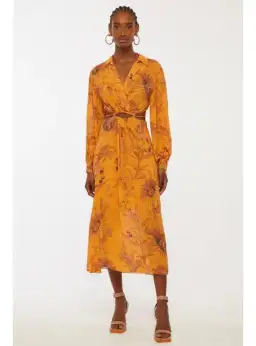 Animale Drawstring Midi Dress Orange Size AU 10 for rent on The Volte - image 1