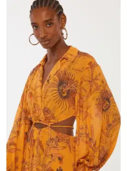 Animale Drawstring Midi Dress Orange Size AU 10 for rent on The Volte - image 2