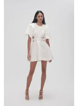 Aje Mimosa Cut Out Mini Dress in Ivory Size AU 6
