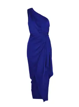Misha Brooks Satin Midi Dress in Cobalt Blue Size 8 for rent on The Volte - image 4