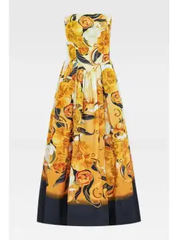 Leo Lin Lynn Bustier Midi Dress Adorn Print in Royal Size AU 10 for rent on The Volte - image 1