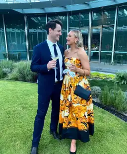 Leo Lin Lynn Bustier Midi Dress Adorn Print in Royal Size AU 10 for rent on The Volte - image 3