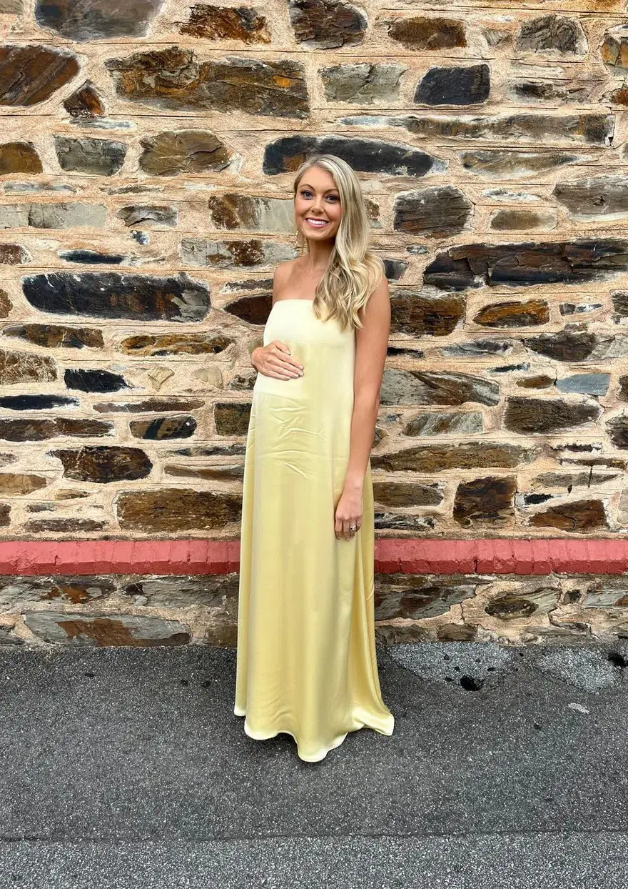 Anna Quan Delfina Maxi Dress Champagne Lemon Size 8 for rent on The Volte - main image