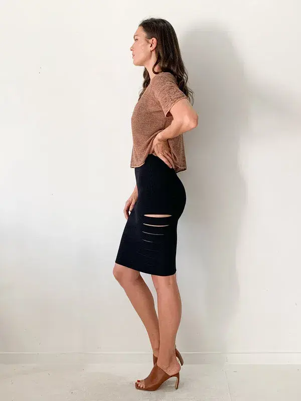Dion Lee Crepe Cut Out Midi Skirt Black Size 8 for rent on The Volte - main image