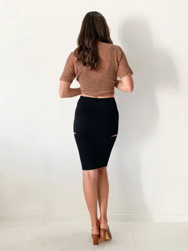 Dion Lee Crepe Cut Out Midi Skirt Black Size 8 for rent on The Volte - main image