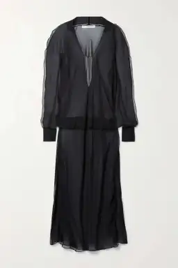 Christopher Esber Ruffled Silk Georgette Maxi Dress in Black Size AU 4 for rent on The Volte - image 4