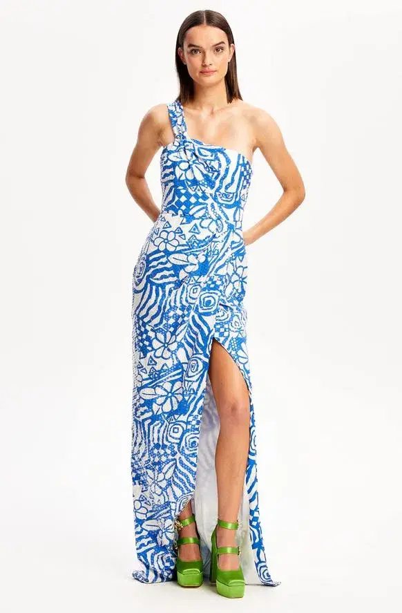Alice McCall Daisy Daze Gown Blue Print Size 8 for rent on The Volte - main image